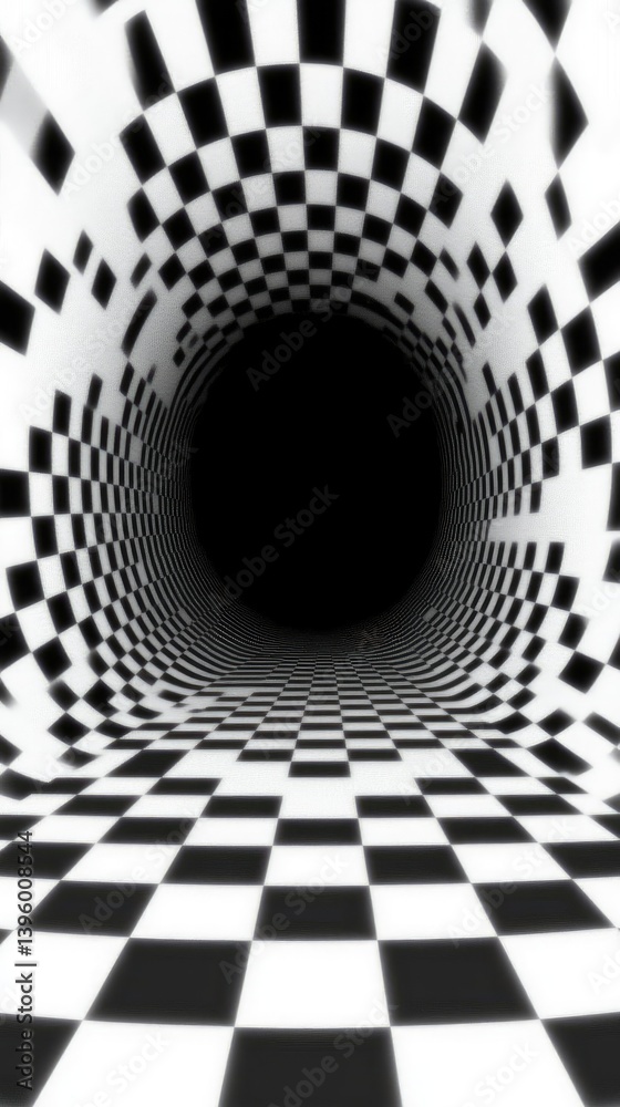 Naklejka premium Checkered tunnel illusion (1)