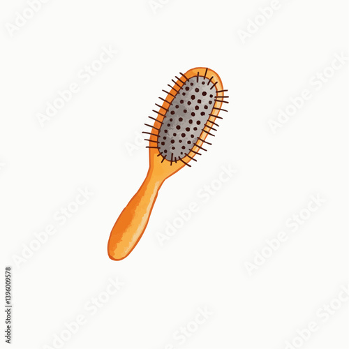 Hairbrush in a minimalist style against a white background  