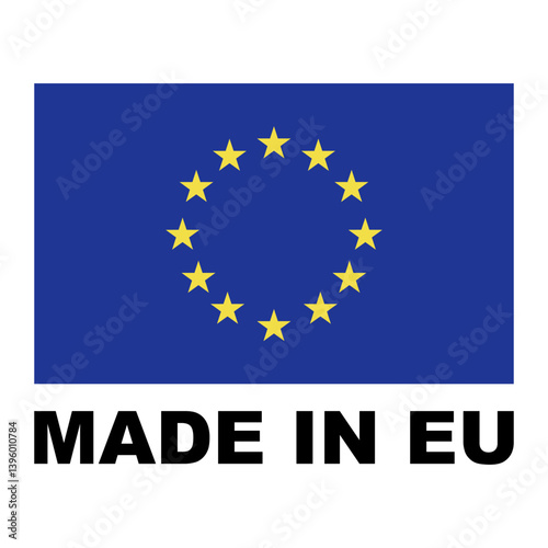Made in Europe set flat icon for banner design.Information label