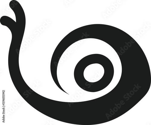 Abstract Snail Shell Spiral Design, Black Icon, Swirl, Curl