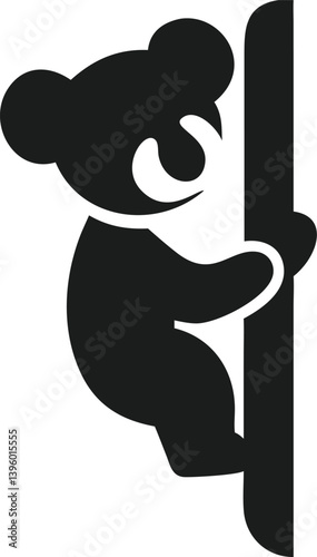 Adorable Koala Bear Climbing Tree Silhouette Vector Graphic