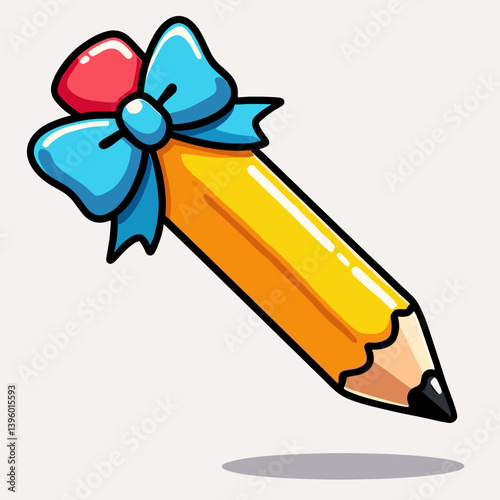 colorful pencil with blue bow  creative gift idea