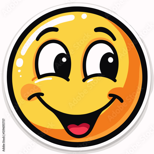 happy emoji sticker  yellow smiley face with red lips