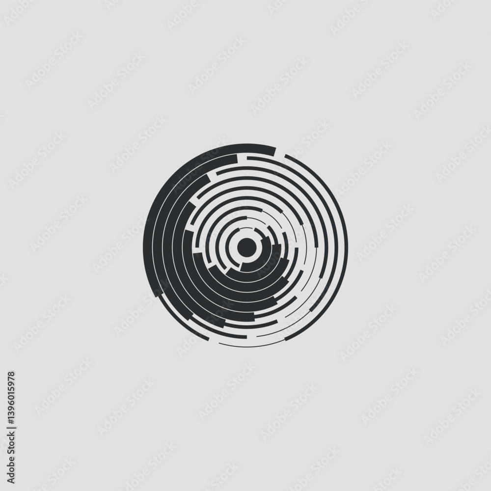 Linear monochrome circular shape. Vector symbol.circle_mix_
