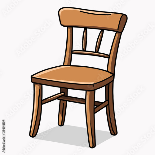 wooden chair with brown seat and backrest