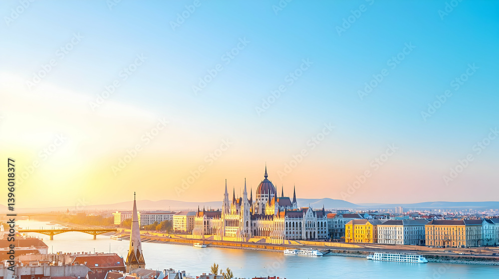 Fototapeta premium Budapest Cityscape Panorama At Sunset