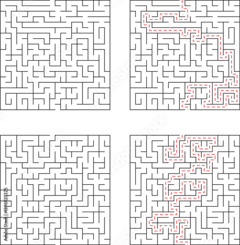 Complex Maze Puzzles Solutions Shown, StepbyStep Guidance