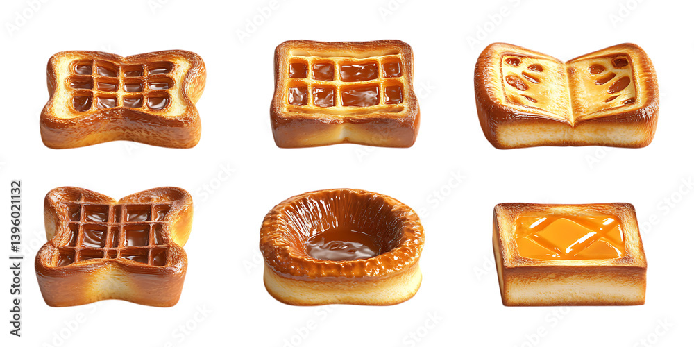 Pack Toast Set in Different Poses on Transparent Background for Breakfast, Food, and Culinary-Themed Designs Pack Toast Set in Different Poses on Transparent Background for Breakfast, Food, and Culinary-Themed Designs