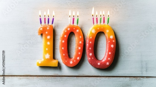 Birthday candles in the shape of number 100