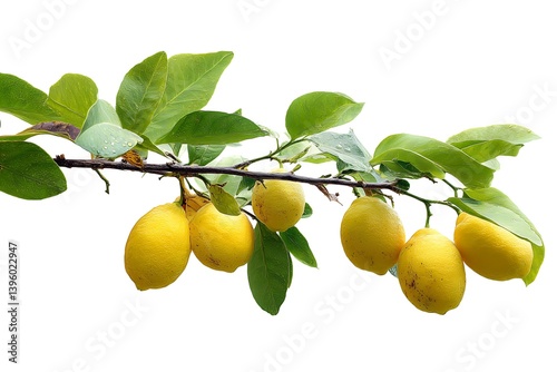 lemon tree branch white background graphic design
 photo