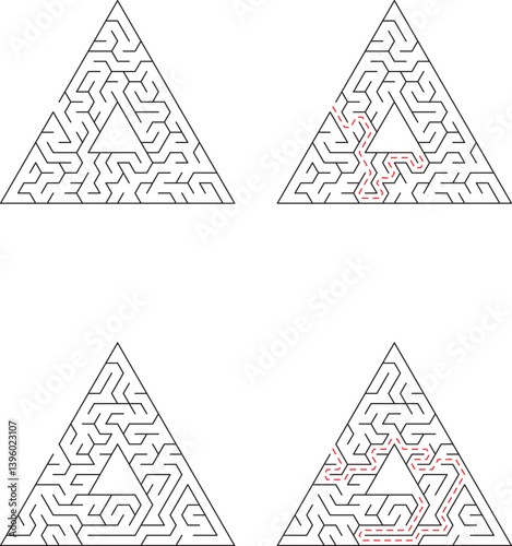Triangular Maze Puzzle Solution Steps Entry, Path, Exit