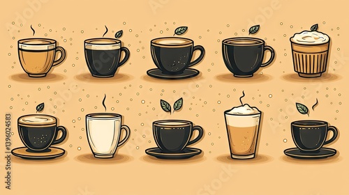 Wallpaper Mural Various coffee drinks in cups Torontodigital.ca