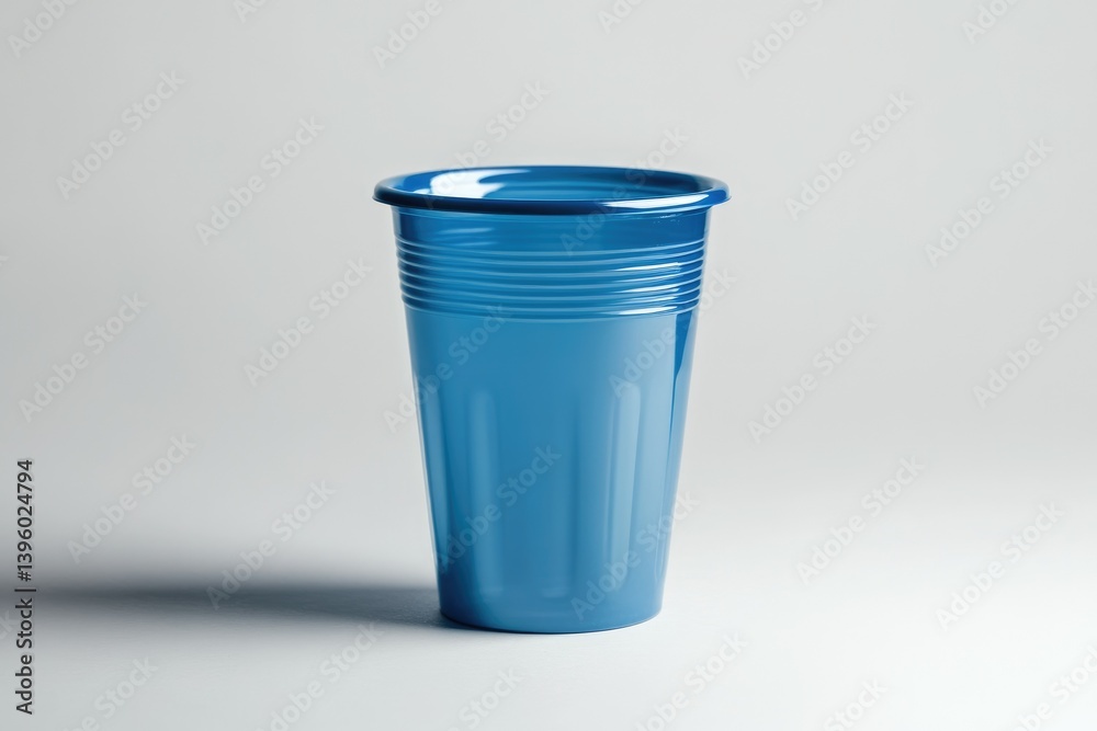 Studio Shot of a Blue Plastic Cup on a Neutral Background Studio Shot of a Blue Plastic Cup on a Neutral Background
