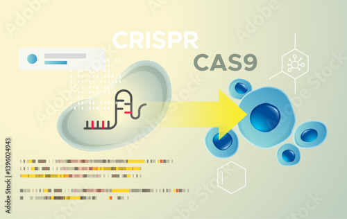 Genetics Research - Gene Editing and Modifying DNA Helix - CRISPR-CAS9 Technology - Abstract Illustration