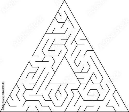 Triangular Maze Puzzle Complex Paths, Lines, and Geometry