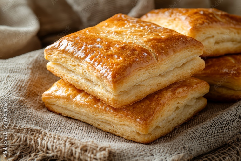 Close up of freshly baked rectangular scones with golden crust on a soft background Close up of freshly baked rectangular scones with golden crust on a soft background