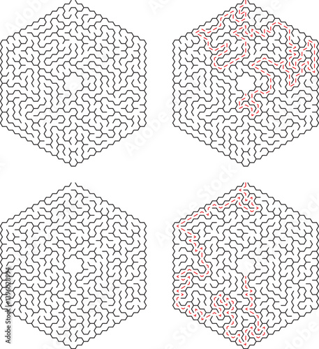 Hexagonal Maze Puzzles Solutions and Challenges, Brain Teaser Games