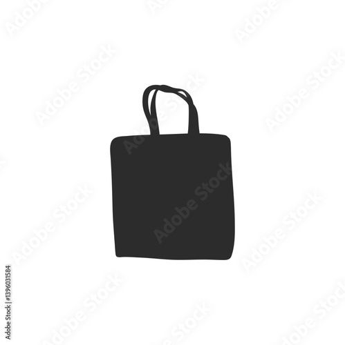 Cloth totebag with handle. Canvas bag mockup. Vector illustration