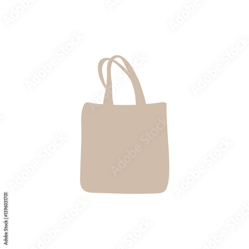 Cloth totebag with handle. Canvas bag mockup. Vector illustration