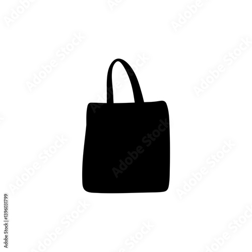 Cloth totebag with handle. Canvas bag mockup. Vector illustration
