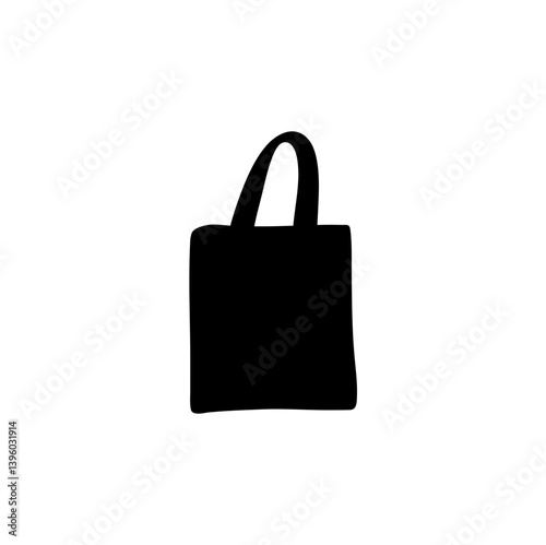 Cloth totebag with handle. Canvas bag mockup. Vector illustration