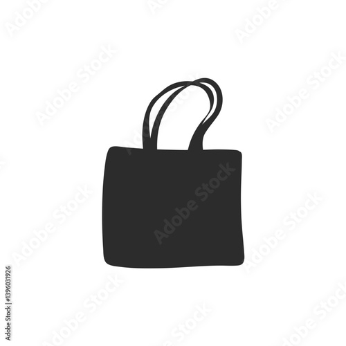 Cloth totebag with handle. Canvas bag mockup. Vector illustration