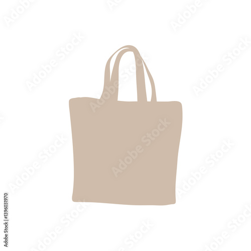 Cloth totebag with handle. Canvas bag mockup. Vector illustration