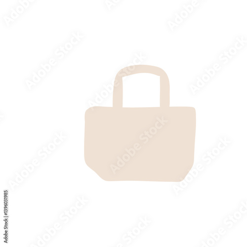 Cloth totebag with handle. Canvas bag mockup. Vector illustration