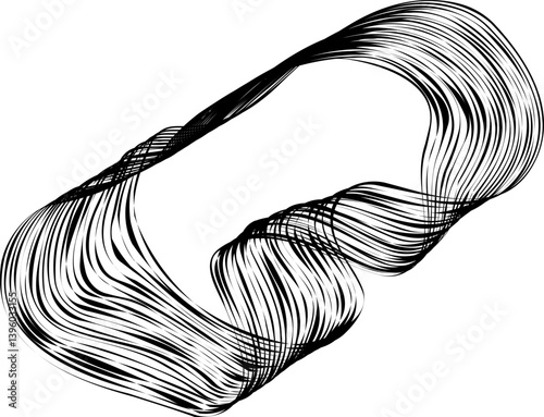 Frame composed of softly curving lines with minimal elements forming a fluid circular outline with motion.