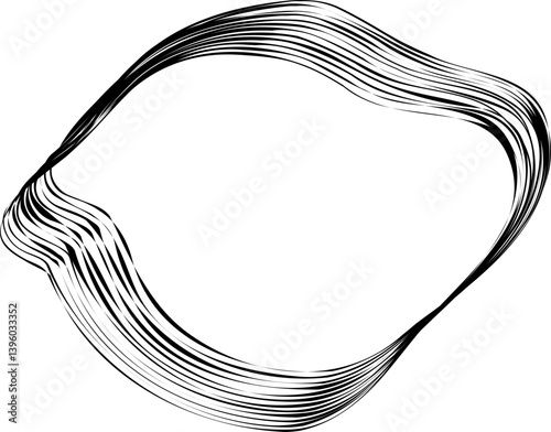 Rough circular figure resembling a hand-drawn outline with uneven wavy lines and a fluid sense of motion.