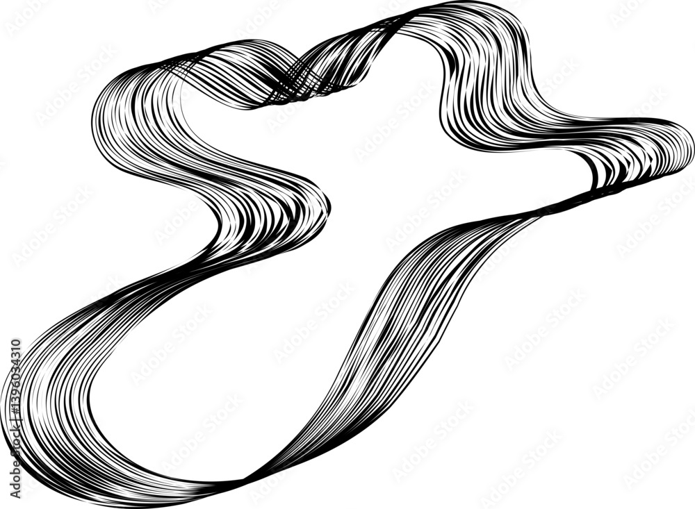 Obraz premium Irregular circular frame with flowing curves and textured lines creating an uneven organic form with fluid motion and open center.