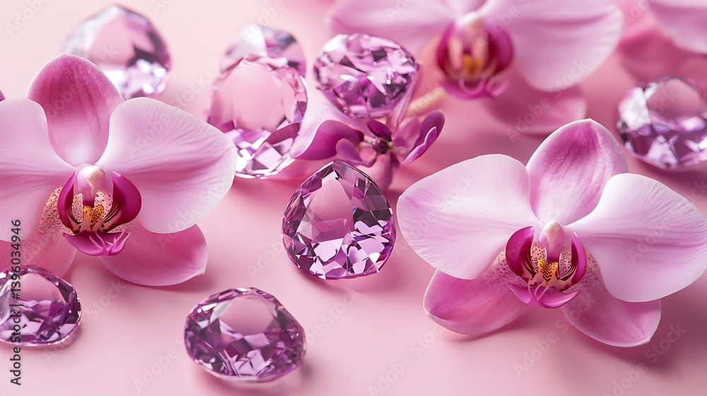 Geometric orchid jewels, high-resolution stock photo luxurious, faceted flower gems, perfect for high-end jewelry marketing or artistic floral displays. Geometric orchid jewels, high-resolution stock photo luxurious, faceted flower gems, perfect for high-end jewelry marketing or artistic floral displays.