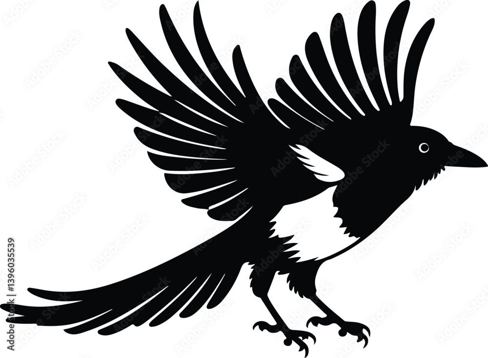Magpie Silhouette Vector for Birdwatching and Nature Design Magpie Silhouette Vector for Birdwatching and Nature Design