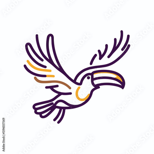 Vector illustration of a flying eagle silhouette with wings spread, symbolizing freedom and nature, in a simple cartoon style with a bold black design