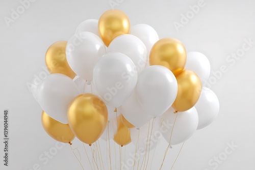balloons white and gold clear background 
 photo