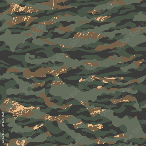 Vector seamless camo tiger stripe army fatigue pattern design
