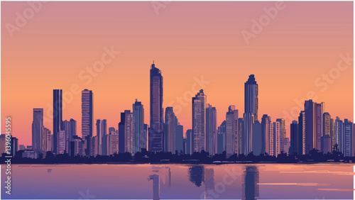 Mumbai Skyline with Dusk Glow.eps