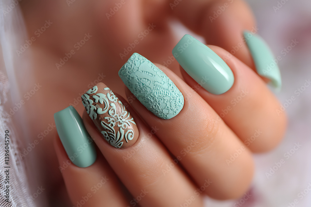 A charming display of mint chocolate-inspired nail art, reflecting sophistication and creativity.