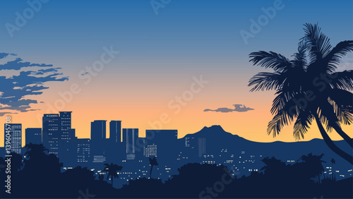 Hawaii Skyline at Sunset