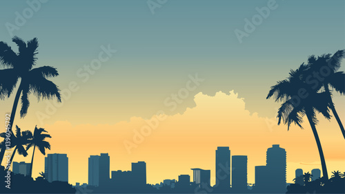 Hawaii Skyline with Evening Lights