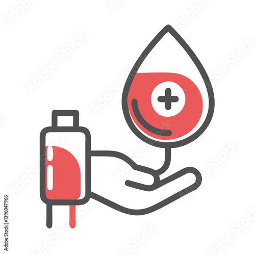 Blood donor icon with a joyful expression holding a blood drop