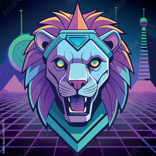 Lion head logo, lion king, Abstract face vector Mascot logo illustration icon, EPS