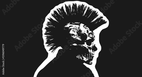 Skull collage element on transparent background, Human skull punk y2k collage element, Skull grunge photocopy magazine clipping isolated clipping path
