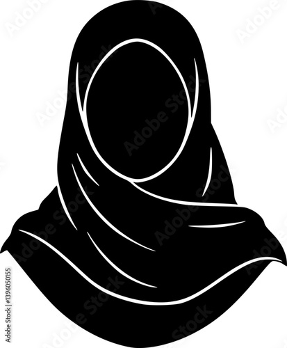 woman wearing hijab silhouette vector illustration-simple silhouette illustration of woman wearing hijab, perfect for woman wearing hijab logos and icons