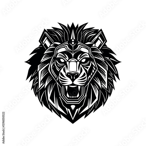 Lion head logo, lion king, Abstract face vector Mascot logo illustration icon, EPS