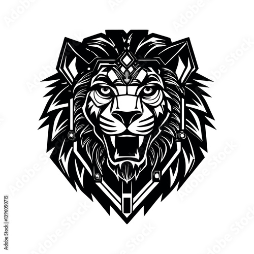 Lion head logo, lion king, Abstract face vector Mascot logo illustration icon, EPS