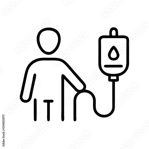 Blood donor icon with a person receiving a blood transfusion