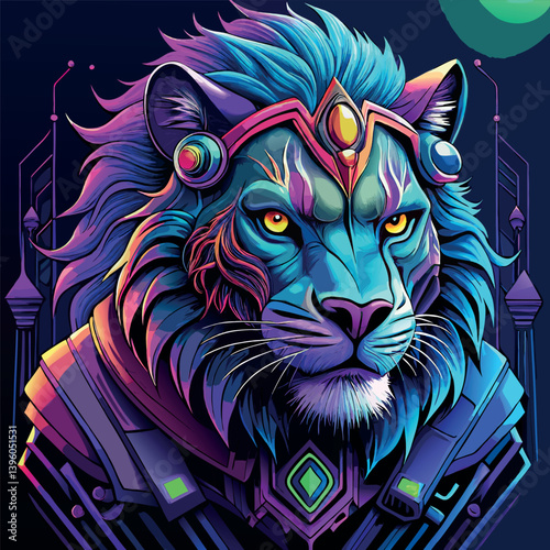 Lion head logo, lion king, Abstract face vector Mascot logo illustration icon, EPS