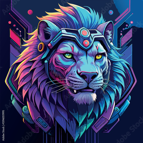 Lion head logo, lion king, Abstract face vector Mascot logo illustration icon, EPS