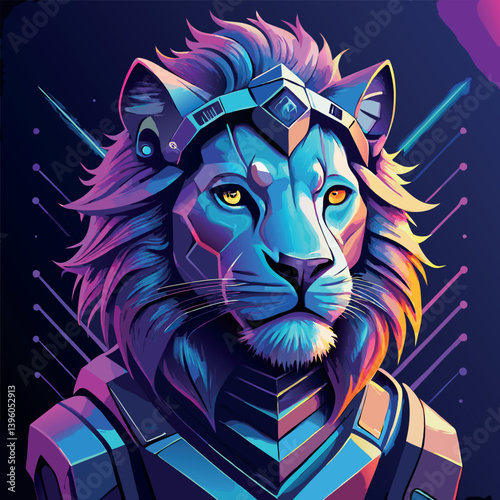 Lion head logo, lion king, Abstract face vector Mascot logo illustration icon, EPS